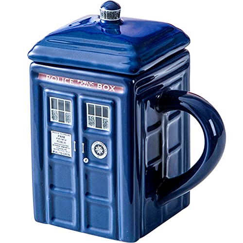 Doctor Who Tasse Tardis mit Deckel,Lustige Neuheit Kaffeetasse,...